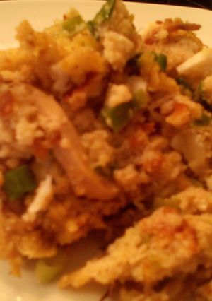 A picture of Old Fashioned Cornbread Dressing.