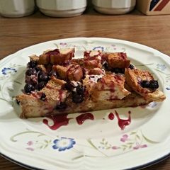 A picture of Blueberry coconut french toast.