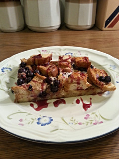 A picture of Blueberry coconut french toast.