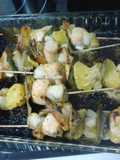Monkfish, Salmon and Shrimp Kebabs