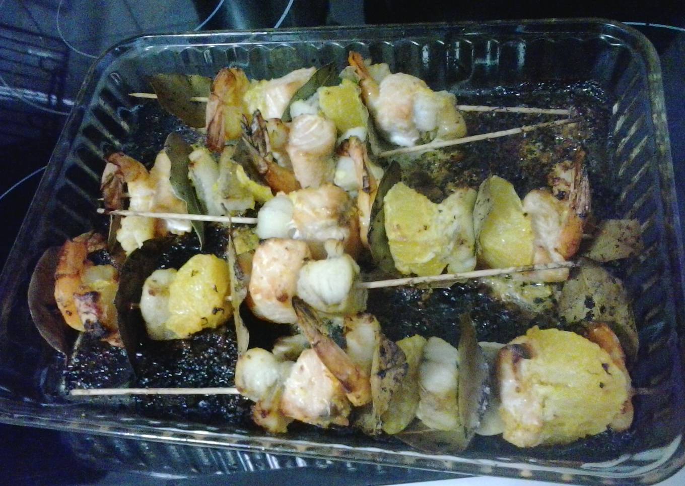 Monkey fish, shrimp box salmon