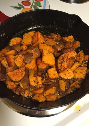 A picture of Pan Seared Sweet Potatoes.