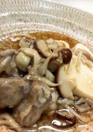 A picture of "Crystalized" Oysters with Thick Mushroom Sauce.