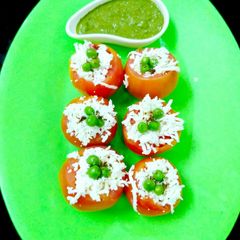 A picture of Tricolour Stuffed Tomatoes.