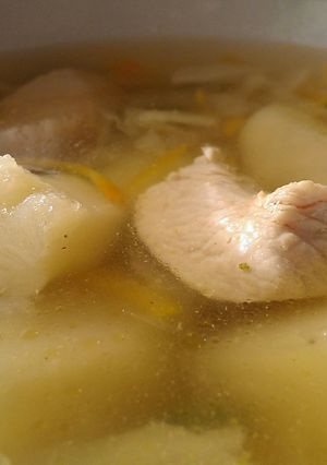 A picture of Chicken breasts soup.