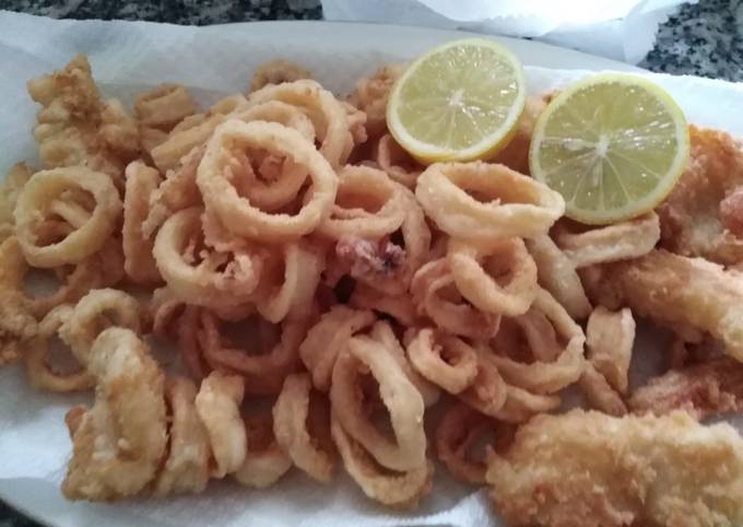 Frittura di calamari e baccalà in pastella