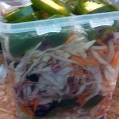 A picture of Pikliz (aka Haitian hot pepper sauce).