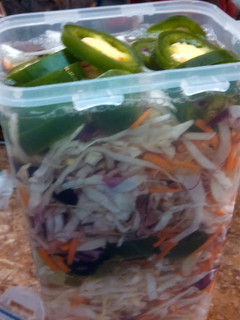 A picture of Pikliz (aka Haitian hot pepper sauce).