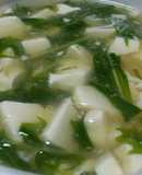 Thick Tofu and Mizuna Soup
