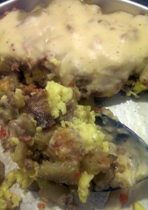 A picture of breakfast casserole.