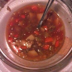 Beefy lentil and veggie soup A picture of Beefy lentil and veggie soup.