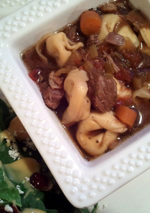 A picture of Beef Tortellini soup.