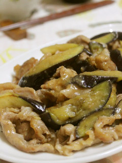 A picture of Pork and Eggplant Stir-Fry with Ginger and Miso.
