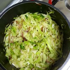 A picture of Onion Paprika Fried Cabbage.