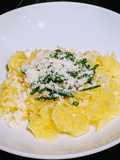 Cacio e pepe Spaghetti Squash with chive pesto