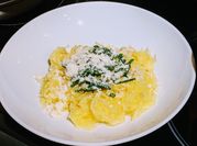 A picture of cheesy spaghetti squash