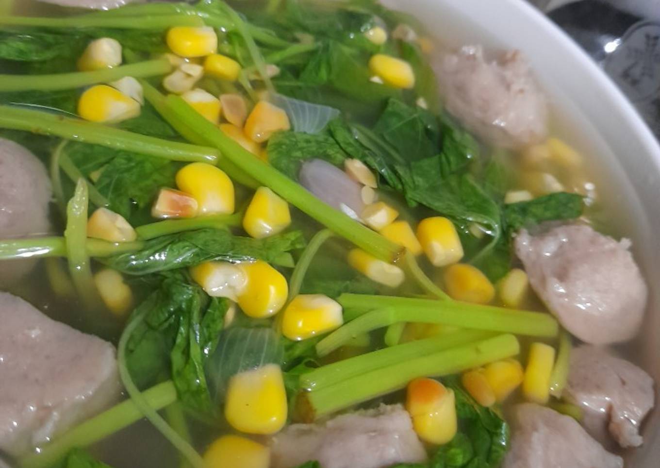 Bayam Jagung Baso Sapi Simpel