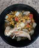 Pollo con elote y papas