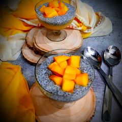 Mango chia pudding A picture of Mango chia pudding.
