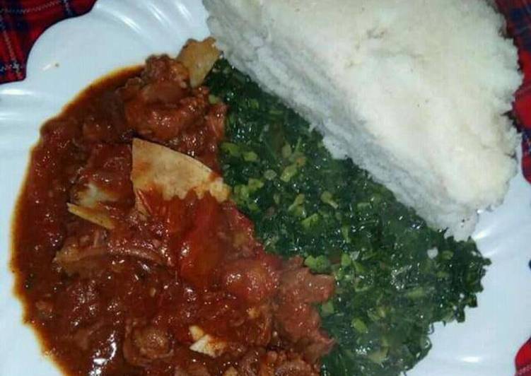 Ugali Beef and sukuma