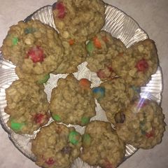 Oatmeal M&M cookies A picture of Oatmeal M&M cookies.