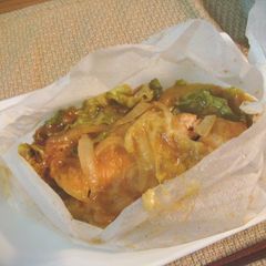 A picture of Microwave Cooking: Salmon Chanchan-yaki with Cheese (Salmon Wrapped in Paper with Sweet Miso Sauce).