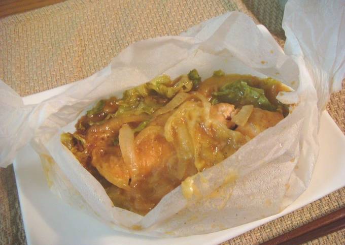 Simple Way to Make Favorite Microwave Cooking: Salmon Chanchan-yaki
with Cheese (Salmon Wrapped in Paper with Sweet Miso Sauce)