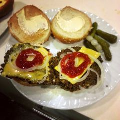 A picture of Black Bean and Oat Burgers.