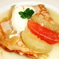 A picture of Fancy Home Cooking Crepes with Grapefruits.
