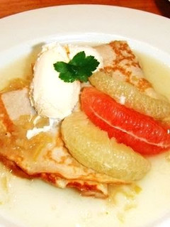 A picture of Fancy Home Cooking Crepes with Grapefruits.