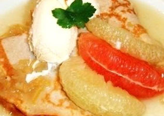 Fancy Home Cooking Crepes with Grapefruits