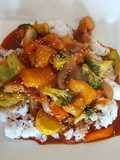 Chicken Breast in BBQ Sauce over White Rice
