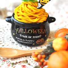 A picture of Kabocha Squash Mont Blanc for Halloween.