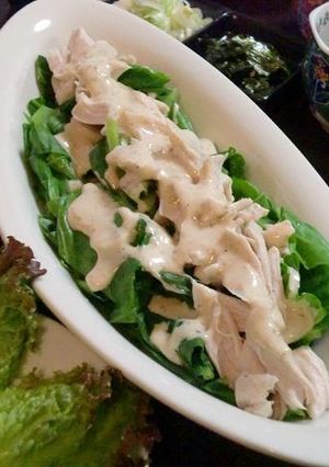 A picture of Miso-Mayonnaise Salad With Cabbage and Moist Chicken Tenders.