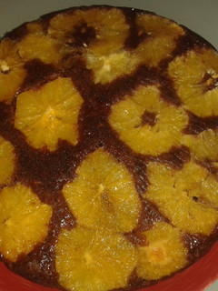 A picture of Orange Upside Down Cocoa Cake.
