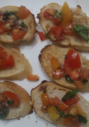 A picture of Tomato and Basil Bruschetta.