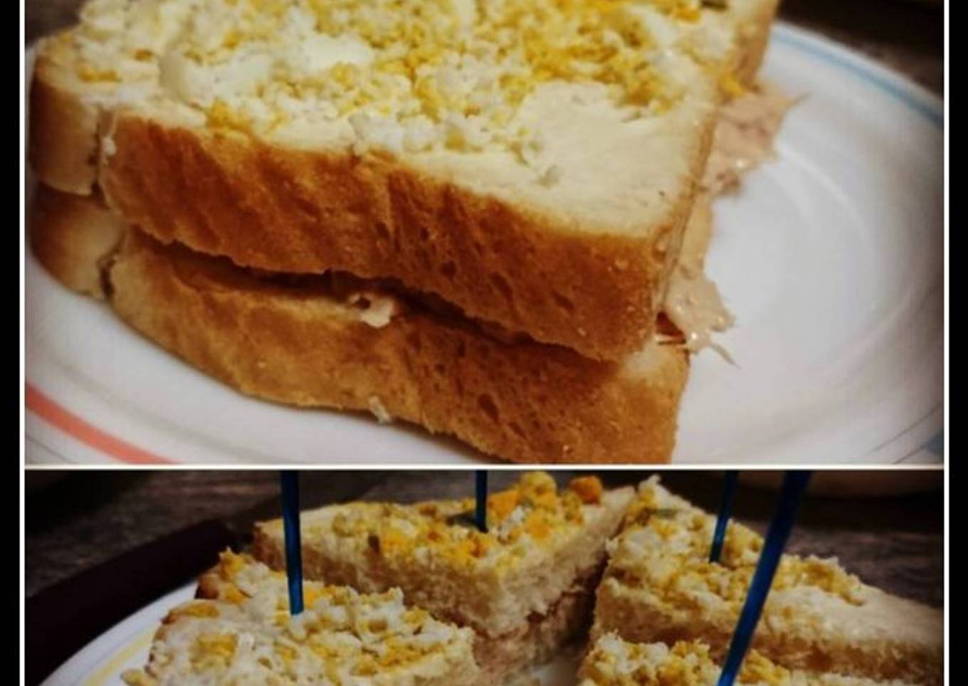 Sándwich de atún y mayonesa con huevo rallado
