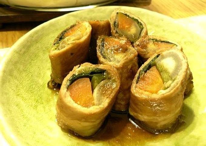 Steps to Prepare Perfect Burdock Root and Carrot Hachiman Rolls with Pork