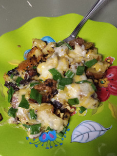 A picture of Super scrumptious potatoes,bacon cheesy egg skillet.
