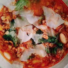 A picture of Toasted Spelt, White Bean & Kale Soup.