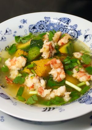 Hình của món Canh bí đỏ nấu tôm.