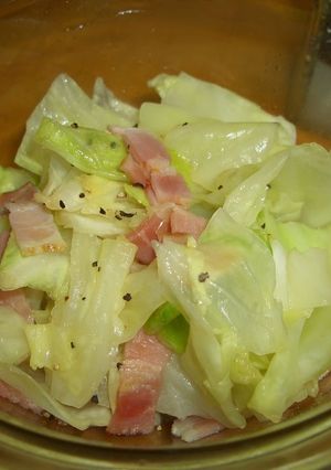 A picture of Time-Saving Cabbage & Bacon in the Microwave.