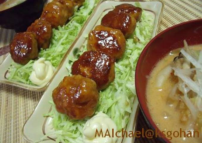 Fluffy Teriyaki Tsukune with Wheat Gluten and Chicken Breast