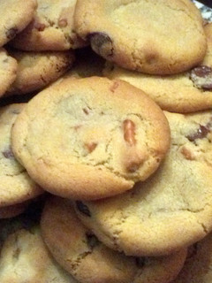 A picture of Chocolate Chip Pretzel Stick Cookies.