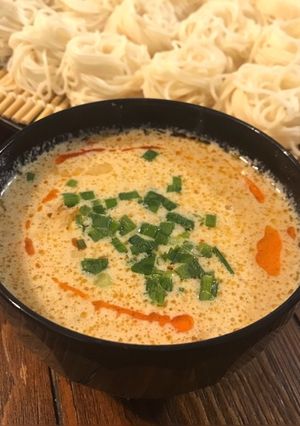 A picture of Easy Authentic Rich Soy Milk Sesame Tantan Dipping Noodles.