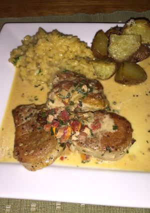A picture of Pork Medallions In Sage Cream Sauce.