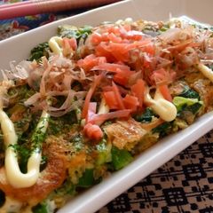 A picture of Simple! Green Onion Pancakes (Negiyaki) with Cheese.
