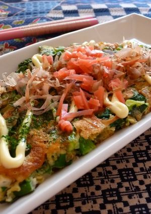 A picture of Simple! Green Onion Pancakes (Negiyaki) with Cheese.