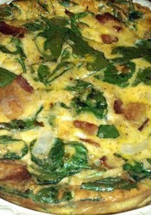 A picture of Ray's Bacon breakfast quiche.