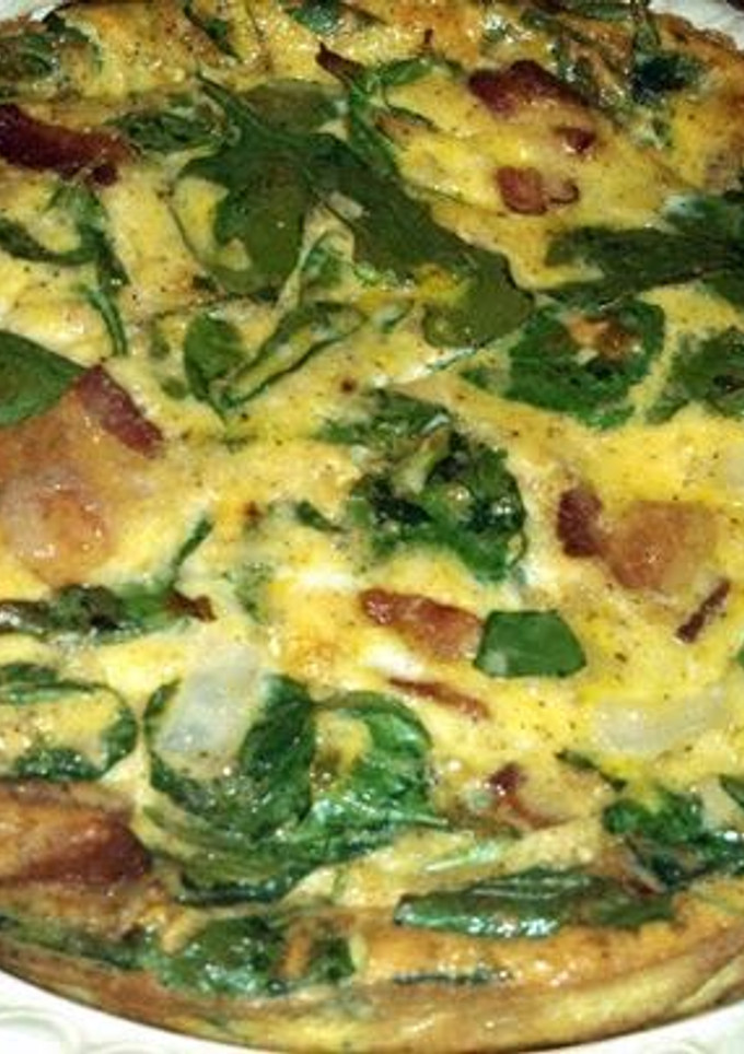A picture of Ray's Bacon breakfast quiche.